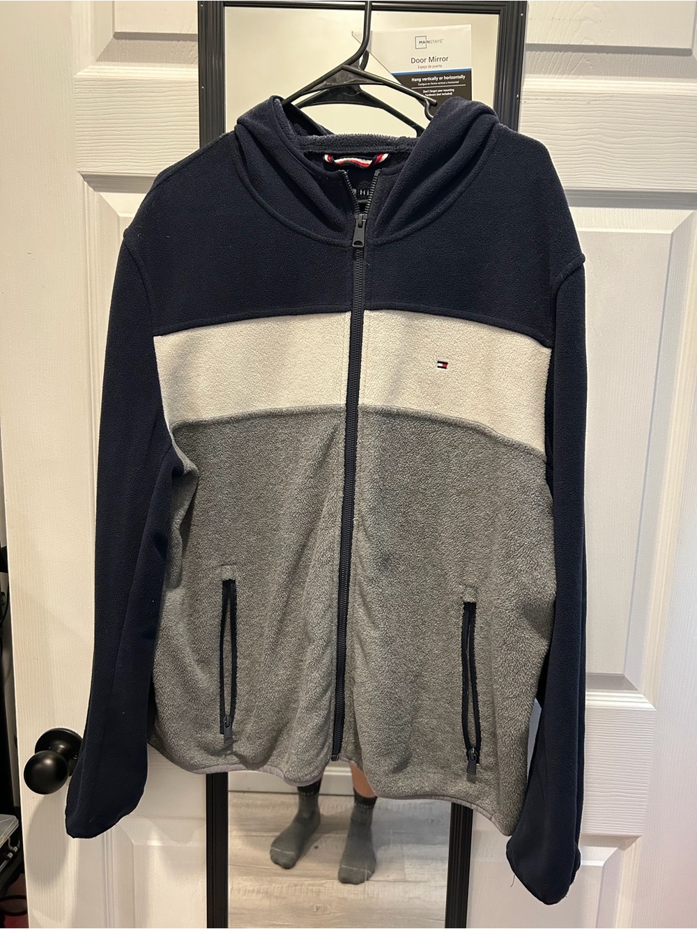 Tommy Hilfiger Navy, Gray & White Colorblock Zip Hoodie